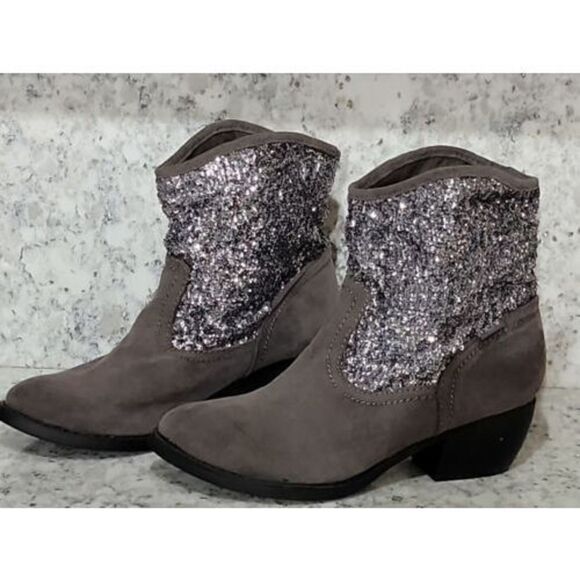 Sugar Brand 7.5 Brown Suede Cowboy Boots Tanngo Style‎ Silver Beading - Picture 1 of 10